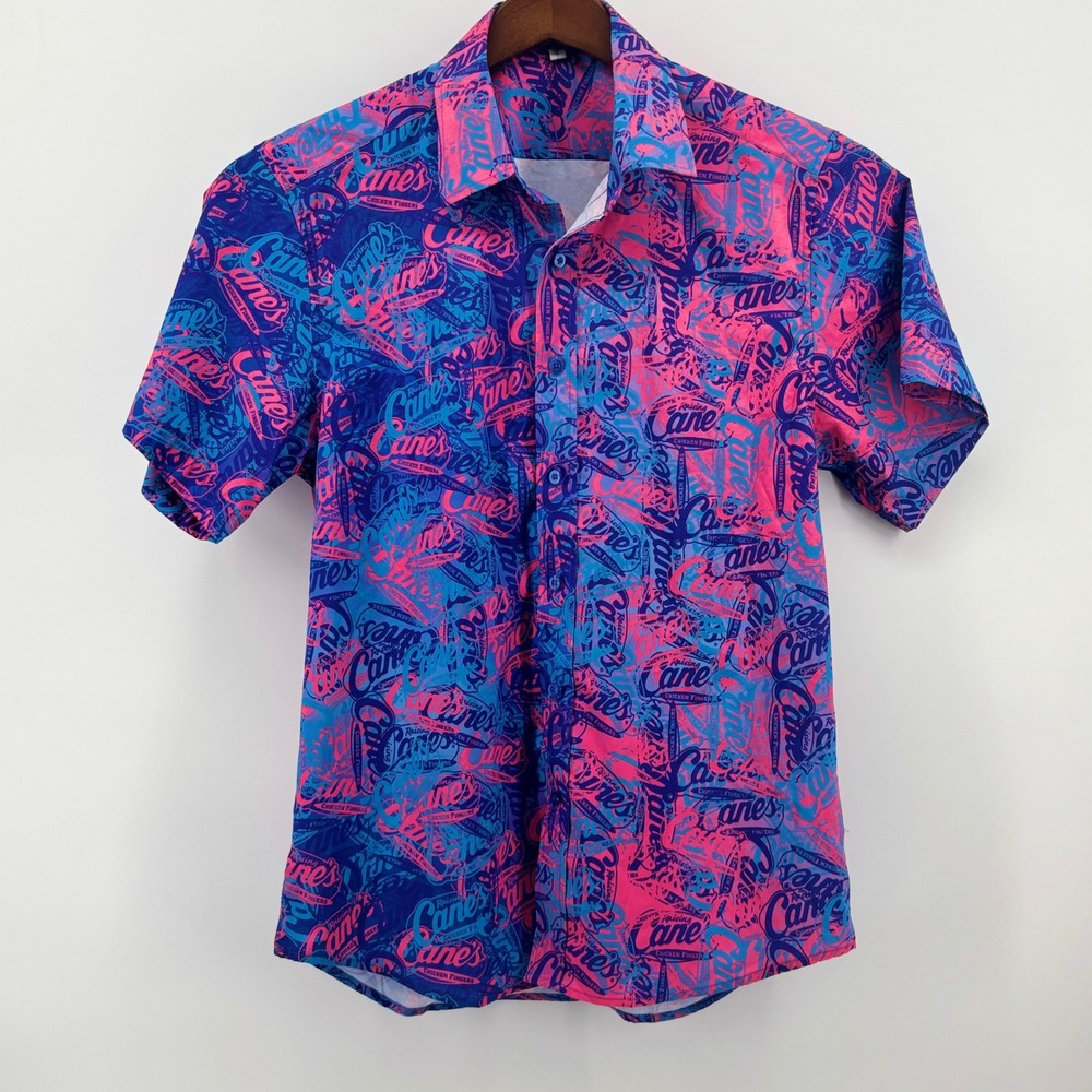 Raising Canes Chicken Fingers All‎ Over Print Shirt Mens Small Pink Blue Purple